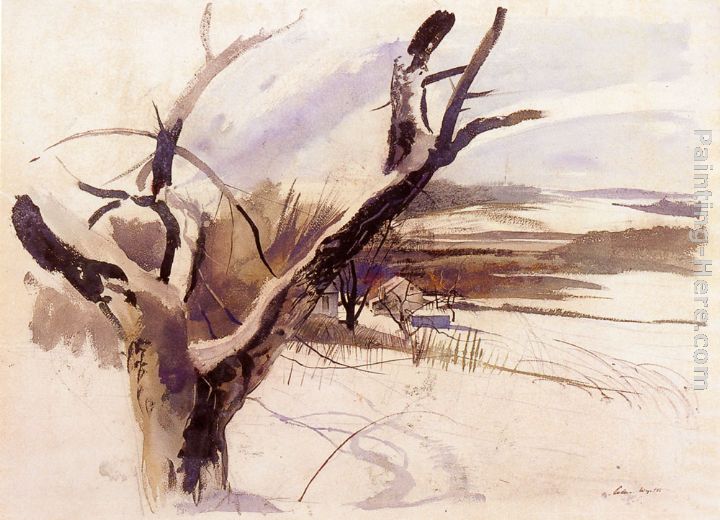 Winter Farm Scene painting - Andrew Wyeth Winter Farm Scene art painting